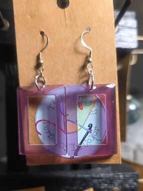 Purple Square Dangle Earrings